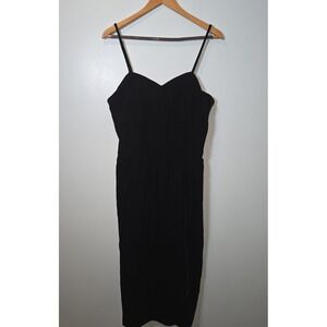 Patra‎ Vintage 80s Black Velvet Spaghetti Strap Dress Size 11/12
